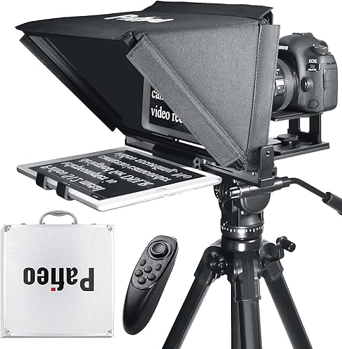 Teleprompter per Tablet 13 Pollici, Pafieo S12 Teleprompter in Lega di Alluminio con Telecomando e Valigia, compatibile con iPad Fotocamera DSLR Smartphone Tablet, Teleprompter per Youtube Vlog - Fashionser