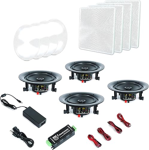 Pyle Casse Bluetooth 20 Centimetri, Altoparlanti da Incasso a Parete/Soffitto 2 Vie, Griglia Tonda/Quadrata, Casse Audio Stereo, 4 canali, Speaker 250 Watt - Fashionser