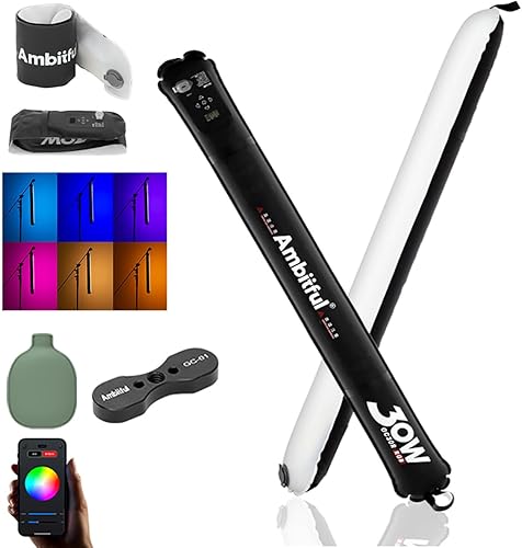 AMBITFUL GC30R 30W RGB Full-Color Tubo Gonfiabile Luce 2500K-10000K Palmare LED, CRI 95+, TLCI 96+ per Supporto Aspirazione Magnetica, Impermeabile Barra Luce LED Illuminazione Bastone Bacchetta - Fashionser