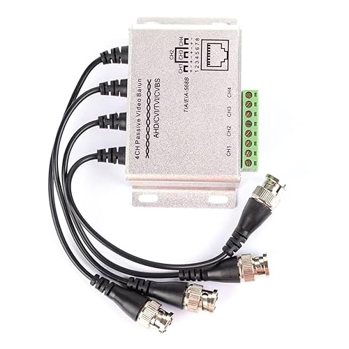 Connettori video balun, trasmettitore coassiale HD a coppie intrecciate a 4 canali per cavo BNC maschio a Cat5/5E/6 RJ45 UTP - Fashionser