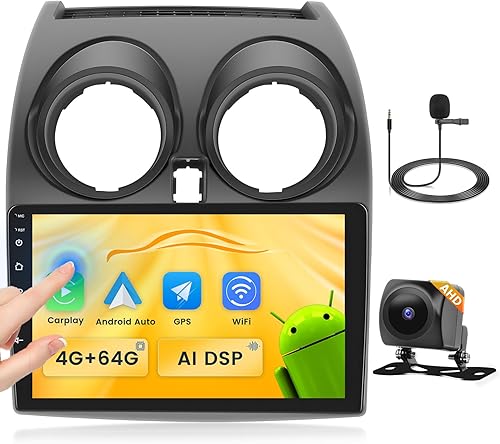 4+64G Android Autoradio per Nissan Qashqai J10 2006-2016 con Wireless Carpaly&Android Auto, 9'' IPS Touch Screen Radio con Bluetooth 5.0/GPS/Telecamera posteriore/FM/WiFi/SWC - Fashionser
