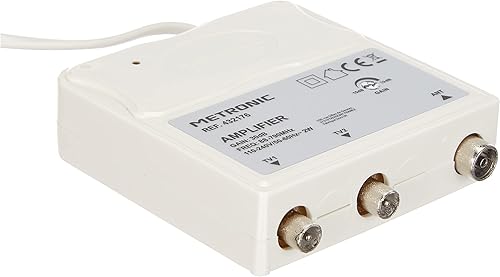 432176 - Amplificatore da interno con regolazione di guadagno FM-UHF, guadagno regolabile fino a 30 dB, protezione 4G, prese TV, diametro 9,52 mm, colore: Bianco - Fashionser