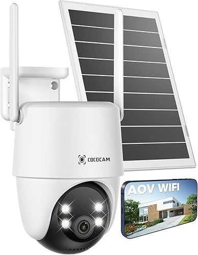 COCOCAM 24/7 Registrazione AOV Telecamera Wi-Fi Esterno Solare con Batteria 10000mAh Pannello Solare 8W, 2K PTZ, Rilevamento AI, Tracking AI, Visione Notturna 30 Metri, IP66 - Fashionser