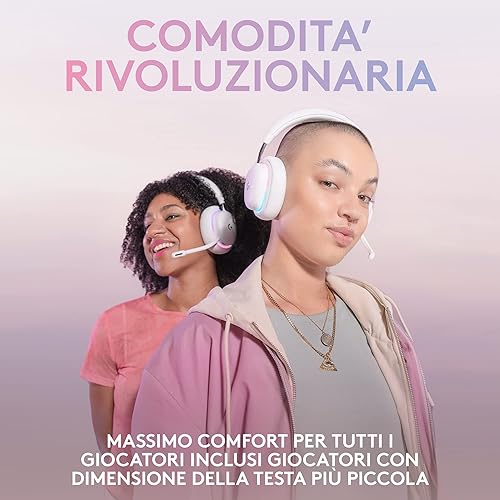 Logitech G G735 Cuffie Gaming Wireless, Illuminazione RGB LIGHTSYNC Personalizzabile, LIGHTSPEED, Bluetooth, Microfono Staccabile, Compatibile con PC e Mac - Bianco - Fashionser