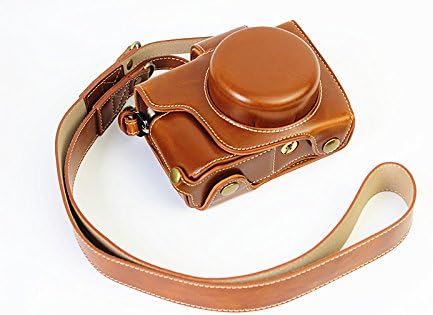Protezione fondo completa apertura cuoio della macchina fotografica Versione PU Custodia protettiva Borsa con treppiede design compatibile per Olympus OM-D E-M10 Mark 2 EM10 Mark II con 14-42mm F3.5-5.6 lente EZ con spalla laccio Cintura Marrone - Fashionser