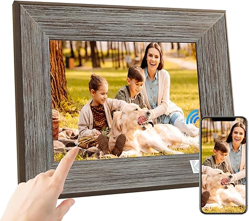 KODAK Cornice Digitale WiFi 8 Pollici Legno, Smart Cornice Foto Touchscreen IPS Cornice Elettronica Cloud con App, Memoria 16GB, Supporto Scheda SD, USB, Condivisione di Immagini Musica Video - Fashionser