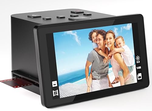 DigitConvert Scanner per film digitale con grande schermo LCD da 5'', diapositive e negativi, converte negativi a colori e in bianco e nero e diapositive da 35 mm, 126, 110 film in 22 MP JPEG - Fashionser