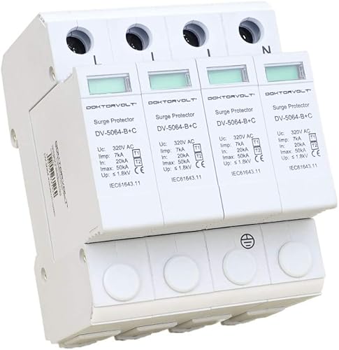 Scaricatore di sovratensione 4P 20-50kA AC classe T1/T2, protezione flash, dottorvolt 5064 - Fashionser