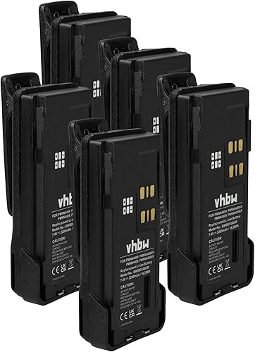 vhbw 5x batteria sostituisce Motorola PMNN4490B, PMNN4491, PMNN4490A per radio (2200mAh, 7,4V, Li-Ion) + clip - Fashionser