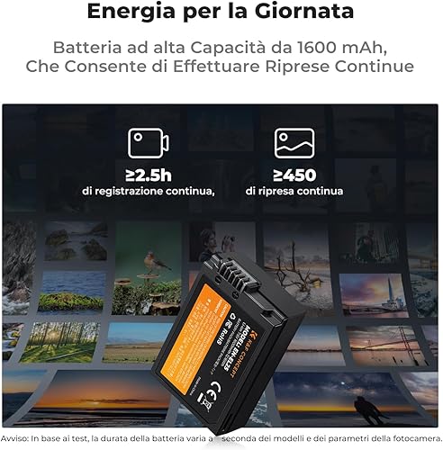 K&F Concept EN-EL25 Batteria di Ricambio per Fotocamera e Caricatore per Monitor LCD a Doppio Slot Compatibile con Nikon Z30 Z50 ZFC - Fashionser