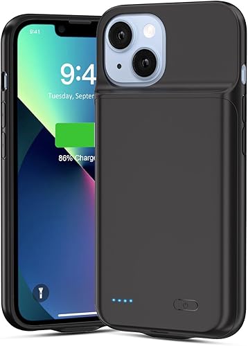 Wavypo Custodia con caricabatterie da 6500 mAh per iPhone 13 Mini, custodia di ricarica portatile ricaricabile compatibile con iPhone 13 Mini (5,4 pollici), nero - Fashionser