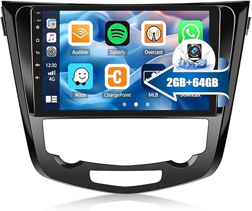 2G+64G CAMECHO Android 13 Autoradio per Nissan Qashqai J11 X-Trail T32 2014-2020 con Navi Carplay Android Auto, Stereo 2 Din con Schermo da 10 Pollici, RDS/FM Bluetooth e USB+Telecamera Posteriore - Fashionser