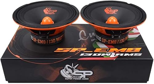 KIT SET PER SP AUDIO SP-EM8 2 midrange da 20 cm 200 mm 8' di diametro, 130 watt rms 260 watt max, impedenza 4 ohm, sensibilità 97 db spl, per auto, a coppia - Fashionser