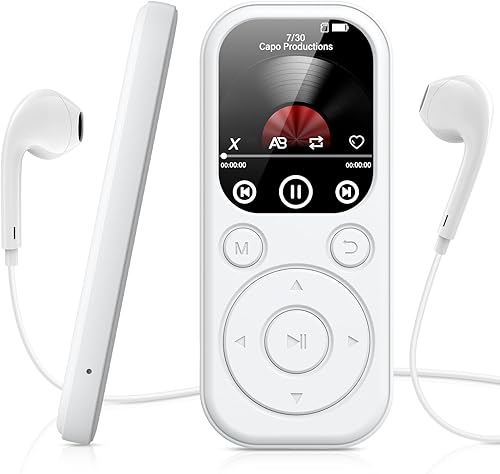 128GB Lettore MP3 con Bluetooth 5.4, Lettore Musicale con Radio FM, Registratore Vocale, Suono HiFi, Funzione E-book, Auricolari Inclusi (Bianco) - Fashionser
