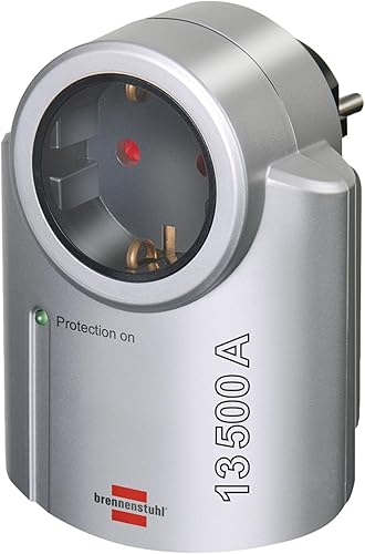 Brennenstuhl PRIMERA-Line, Adattatore di corrente con protezione da sovratensioni (Adattatore come protezione per apparecchiature elettriche) colore: Argento/Nero - Fashionser