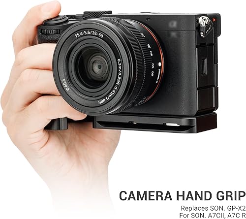 JJC Impugnatura a Mano per Sony A7CII A7CR Fotocamera con Vano Portaoggetti AirTag Nascosto, Sostituisce Sony GP-X2 Grip Extension, Supporto a L con Piastra di Rilascio Rapido Alpha 7CII ILCE-7CM2 - Fashionser