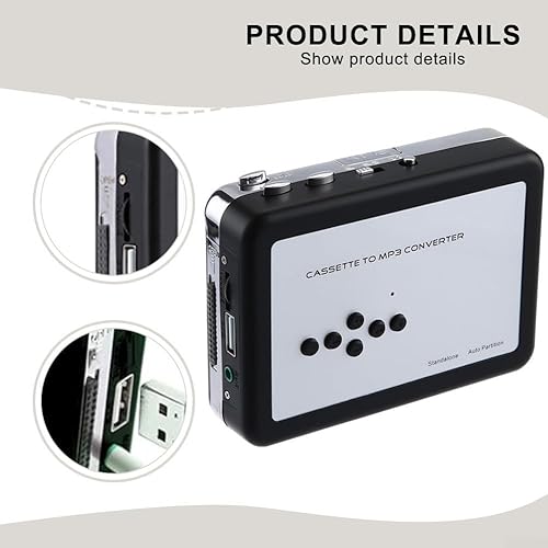 Cassetta USB retrò, convertitore MP3, lettore di cassette, USB Walkman audio portatile, opzioni di alimentazione versatili, 15X11X4cm - Fashionser