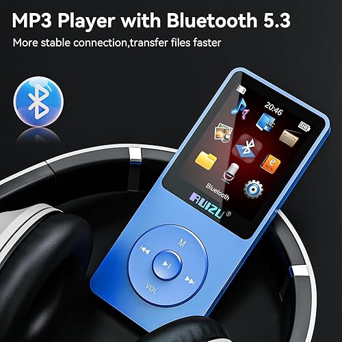 Lettore MP3 da 32 GB con Bluetooth 5.3, ultraleggero (30 grammi), fino a 80 ore di autonomia, schermo da 1,8 pollici, ideale per sportivi, bambini e adulti, supporta schede TF fino a 128 GB - Fashionser