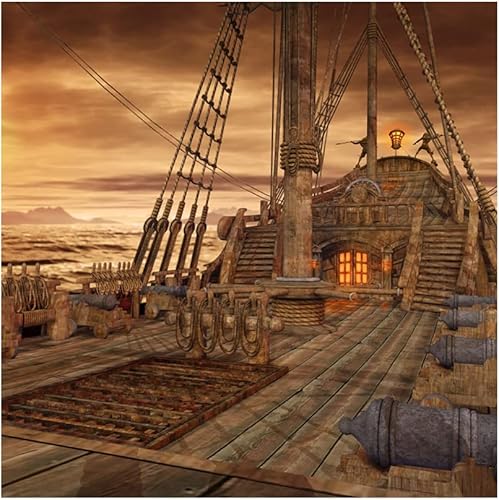 3x3m Vintage Pirata Nave Sfondo Retrò Barca A Vela Legno Ponte Vecchio Corazzata Nautica Fotografia Sfondo Ragazzi Bambini Compleanno Festa Halloween Decorazione Ritratto Foto Prop - Fashionser