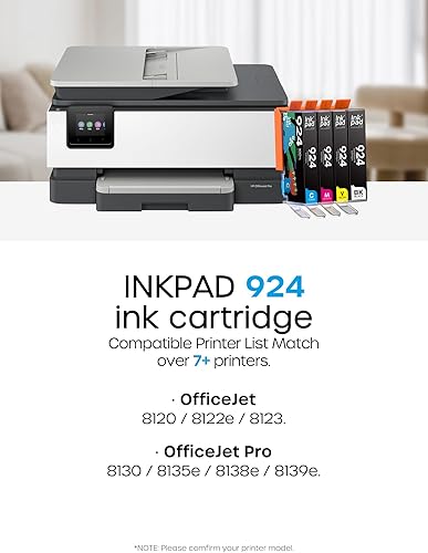 iNKPAD 924 Cartucce Compatibili con HP 924 Cartucce per HP OfficeJet Pro 8120e 8122e 8124e 8125e 8132e 8134e 8135e 8138e 8139e HP OfficeJet Pro 8120 8123 8133 8130 (Non con chip) - Fashionser