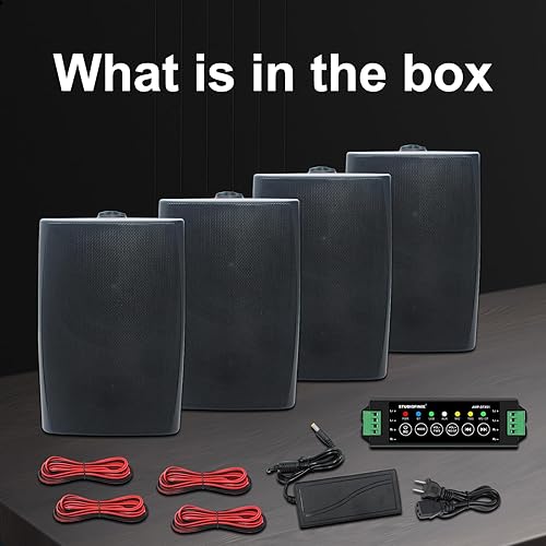 STUDIOFINIX Altoparlante Bluetooth da 6,5 pollici, 800 W, per esterni, montaggio a parete impermeabile ，adatto per interno/esterno, casa, patio, giardino, cortile (4 altoparlanti) (nero) - Fashionser