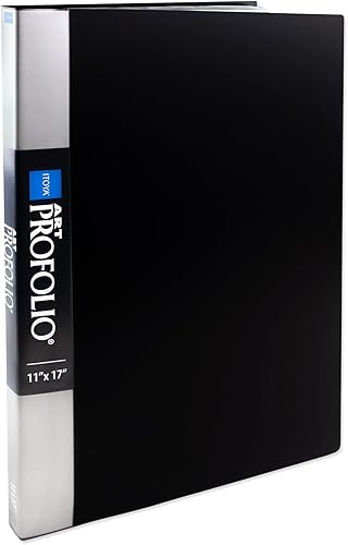 Art Portfolio, Top Load, 24 Sleeves, 11'x17', Black, Sold as 1 Each - Fashionser