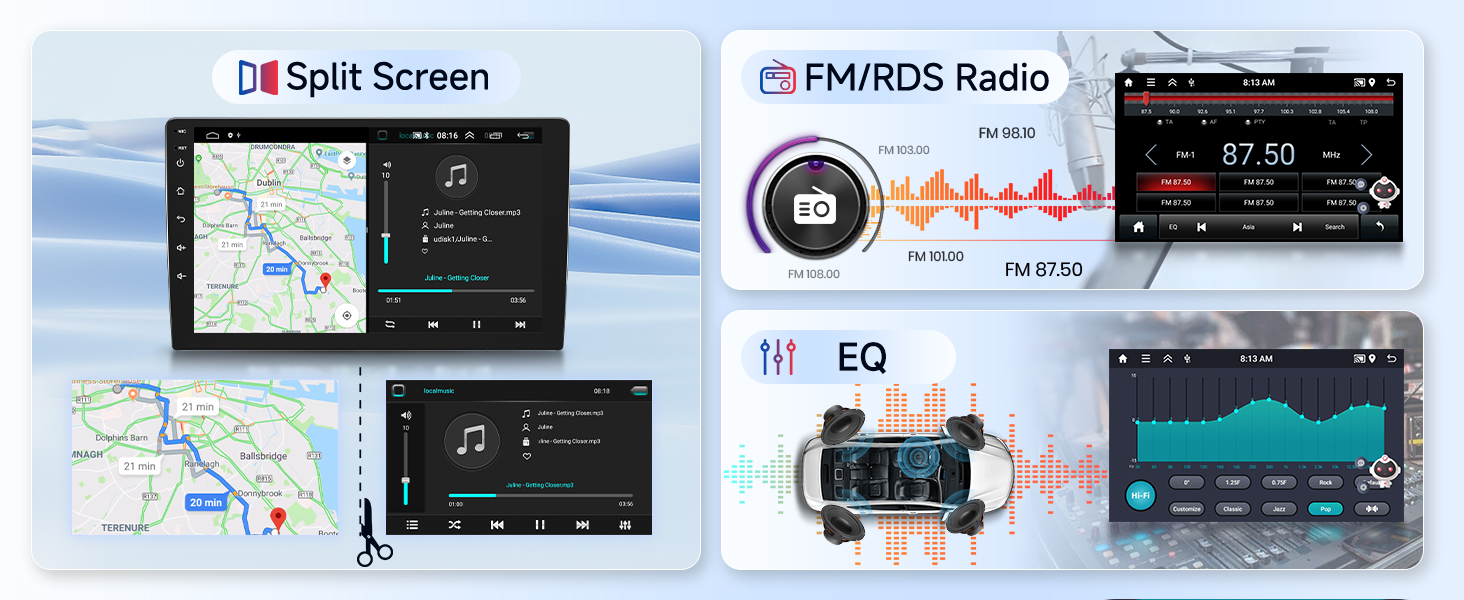 Schermo inclinato e Radio FM RDS EQ