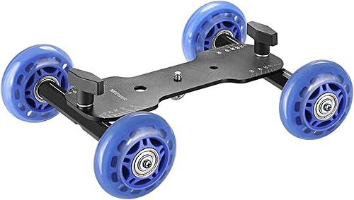 Neewer Carrello Dolly Design Skater Stabilizzatore a Rotelle Scorrevole con Filettature 1/4” e 3/8”, Capacità Carico 30KG per Speedlite Reflex Digitali Videocamere (Blu) - Fashionser