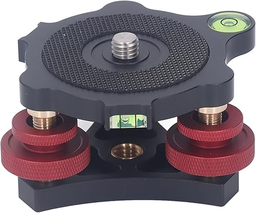 Base Livellante per Treppiede, Livellatore per Fotocamera, Testa a Tre Ruote a 3 Assi in Lega di Alluminio, Filettatura da 3/8 Pollici, Regolazione Precisa Dell'angolo +/- 5°, - Fashionser