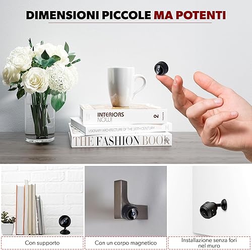 THEXLY Mini Telecamera spia nascosta HD wifi professionale - micro videocamera con sensore di movimento e visione notturna - Spy cam quadrata sorveglianza interno 1080p (NEW VERSION 2024) - Fashionser