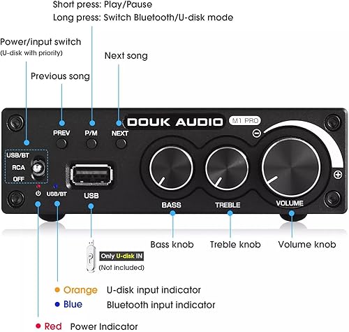Amplificatore da 320 W Bluetooth 5.0 Mini Stereo Power Amplifier Subwoofer Amp USB Music Player - Fashionser