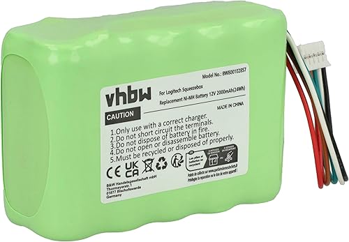 vhbw batteria compatibile con Logitech Squeezebox Radio XR0001 (2000mAh, 12V, NiMH) - Sostituisce 533-000050, HRMR15/51, NT210AAHCB10YMXZ - Fashionser