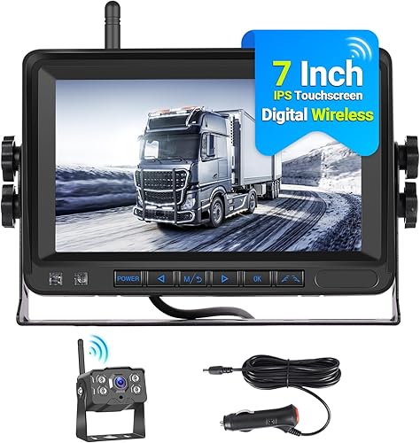 Hikity Wireless HD 1080P Retromarcia Auto Kit con 7 Pollici IPS Touchscreen IP68 Waterproof Telecamera Posteriore per Furgoni, Auto, Camion, Pick-Up, SUV 12-36V - Fashionser