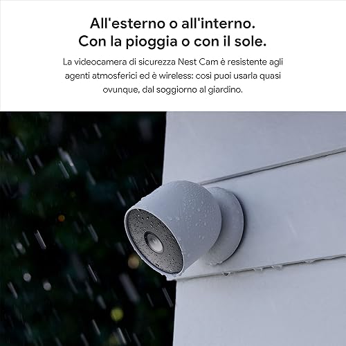 Google Nest Cam Con Cavo, Videocamera Di Sicurezza Per La Casa, Bianco, ‎5.69 x 6.4 x 9.84 cm, 393 grammi, 1080p, Solo movimento - Fashionser