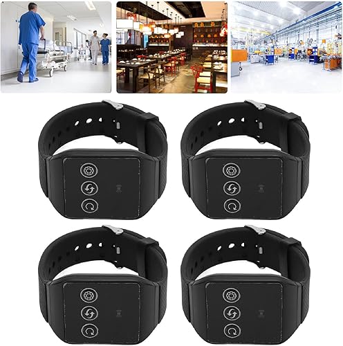 di Pulsanti di Chiamata Wireless, Cicalino a Vibrazione, Cercapersone Wireless Chiamata Cercapersone di Chiamata con Campanello Pulsante di Avviso con 4 Ricevitori per Orologi - Fashionser