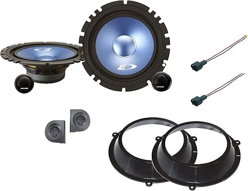 Kit 4 Casse Alpine SXE-17CS Compatibili Fiat Panda dal 2003 al 2012 Adattatori Supporti Altoparlanti e Tweeter Predisposizione Anteriore Serie Blu - Fashionser