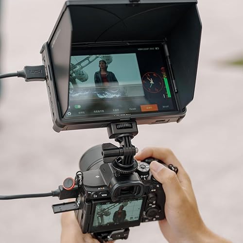 VILTROX 7 Inch Camera Field Monitor,Touchscreen Kit monitor esterno della fotocamera con batteria, ingresso/uscita HDMI 4K su monitor fotocamera con 3D LUT RGB forma d'onda Cappuccio parasole (DC-L1) - Fashionser