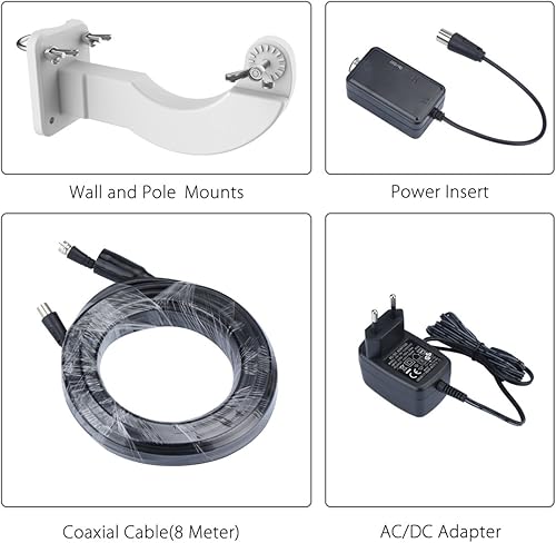 1byone DVB-T/T2 Antenna Interna/Esterna Con Amplificatore - Gamma 120km, Ricezione Remota HDTV, 32db, 4G LTE Integrato - Fashionser
