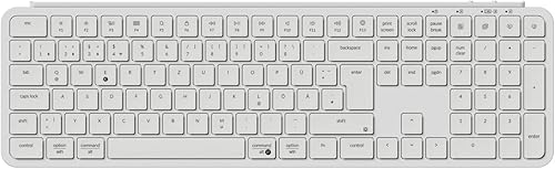 Keychron Tastiera wireless B6 Pro ultra sottile, Full Size DE-ISO Layout ZMKC, design del tasto e attenuazione dei tasti, 3 modalità 2.4 GHz/Bluetooth/Wired compatibile Win/Mac/Linux, bianco - Fashionser