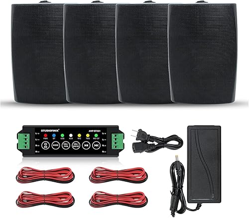 STUDIOFINIX Altoparlante Bluetooth da 6,5 pollici, 800 W, per esterni, montaggio a parete impermeabile ，adatto per interno/esterno, casa, patio, giardino, cortile (4 altoparlanti) (nero) - Fashionser