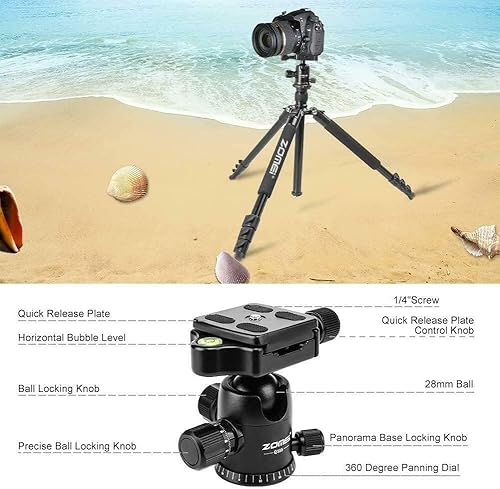 Treppiede Reflex ZOMEI Q555 Treppiede Fotocamera in Alluminio Leggero per Fotocamera Reflex ed estensibile fino a 160 cm (62.5') - Nero - Fashionser