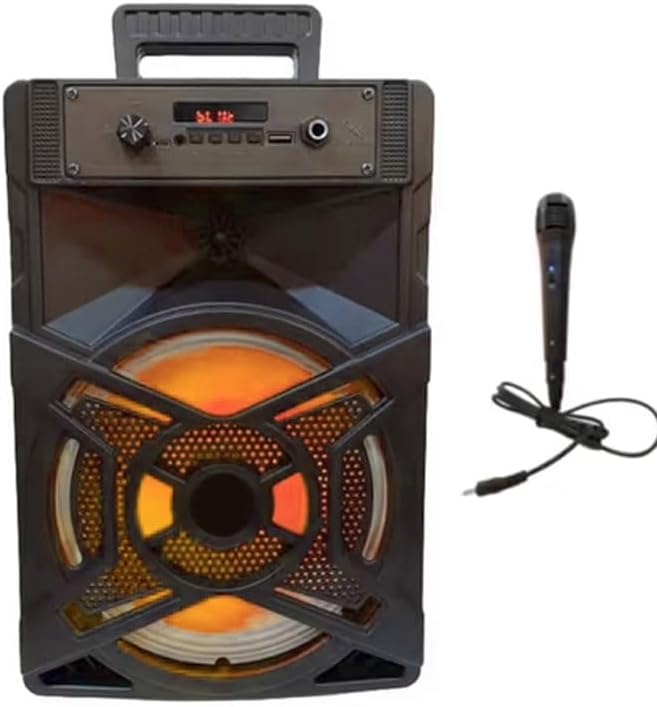 Altoparlante portatile Bluetooth con microfono incluso, ricaricabile USB, senza fili, con luci LED colorate - Fashionser