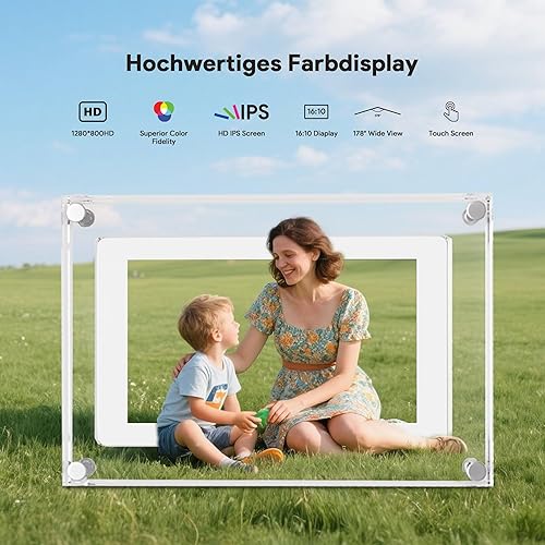 PiPivision Cornice digitale in acrilico da 5 pollici, cornice video con rotazione automatica, chiavetta USB da 8 GB gratuita e batteria integrata da 1000 mAh, decorazione ideale per desktop - Fashionser