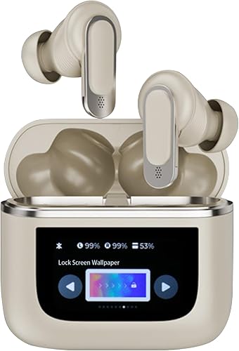 Cuffie Bluetooth Wireless con Touchscreen, Cancellazione del Rumore ENC, In-Ear, Batteria a Lunga Durata, Bluetooth 5.3 IPX7 Impermeabile, Compatibile con iOS/Android/Windows - Fashionser