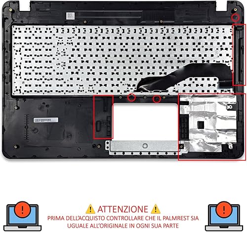 new net - Top Case Palmrest con Tastiera Compatibile con ASUS Vivobook 15 X540 X540LA, X540LJ, X540SA, X540SC, X540UP, X540YA [Frame Oro - Senza touchpad - Italiana] - Fashionser