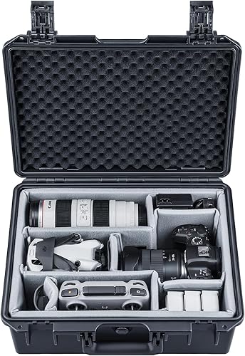 Lykus PVC1 Valigia Custodia Case rigida impermeabile con divisori imbottiti per fotocamere, obiettivi, droni DJI Mavic/Air/Mini duali - Fashionser