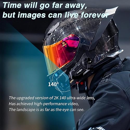 OBEST Cuffie Bluetooth per moto con fotocamera 2K, 1000 m, impermeabile walkie-talkie per 6 gruppi di conducenti con musica condivisa/Bluetooth 5.0/128G TF carte/microfono 2 in 1 - Fashionser