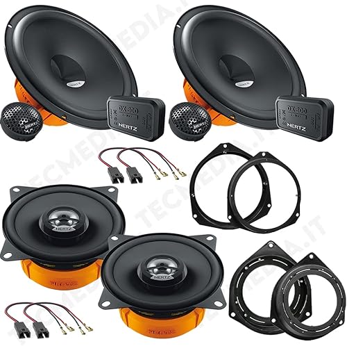 Kit 6 Casse Altoparlanti Hertz per Fiat Panda 2012 Kit Anteriore e Posteriore con Adattatori e Connettori Inclusi - Fashionser