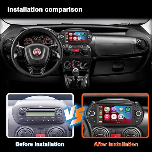 Radio per Auto Android 12 per Fiat Fiorino/Qubo/Peugeot Bipper/Citroen Nemo, 7 Pollici Stereo per Auto, Supporto CarPlay/Android Auto, MirrorLink, Bluetooth, Controllo del Volante (4core 2GB+32GB) - Fashionser