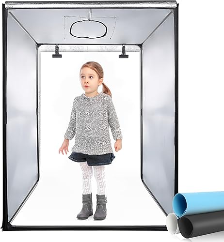 Scatola luminosa professionale per studio fotografico, 140 cm, kit tenda pieghevole con luci LED dimmerabili a 576 luminosità e 3 sfondi per ritratti, mobili, abbigliamento e fotografia - Fashionser
